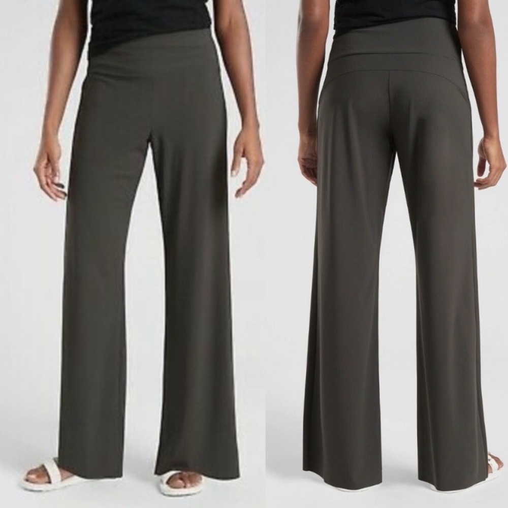 Athleta Meridian Wide Leg Pants Arbor Olive Grey Size M